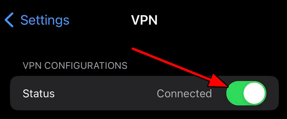 Disable the VPN on the iPhone