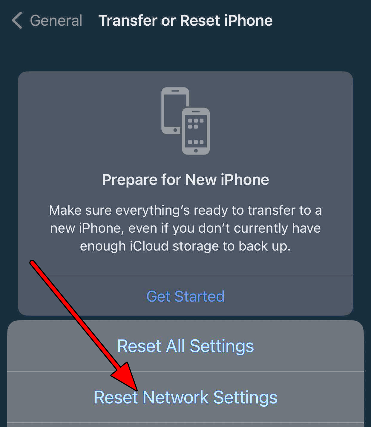 Reset the Network Settings of the iPhone