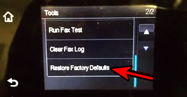 Restore the Printer to the Factory Defaults