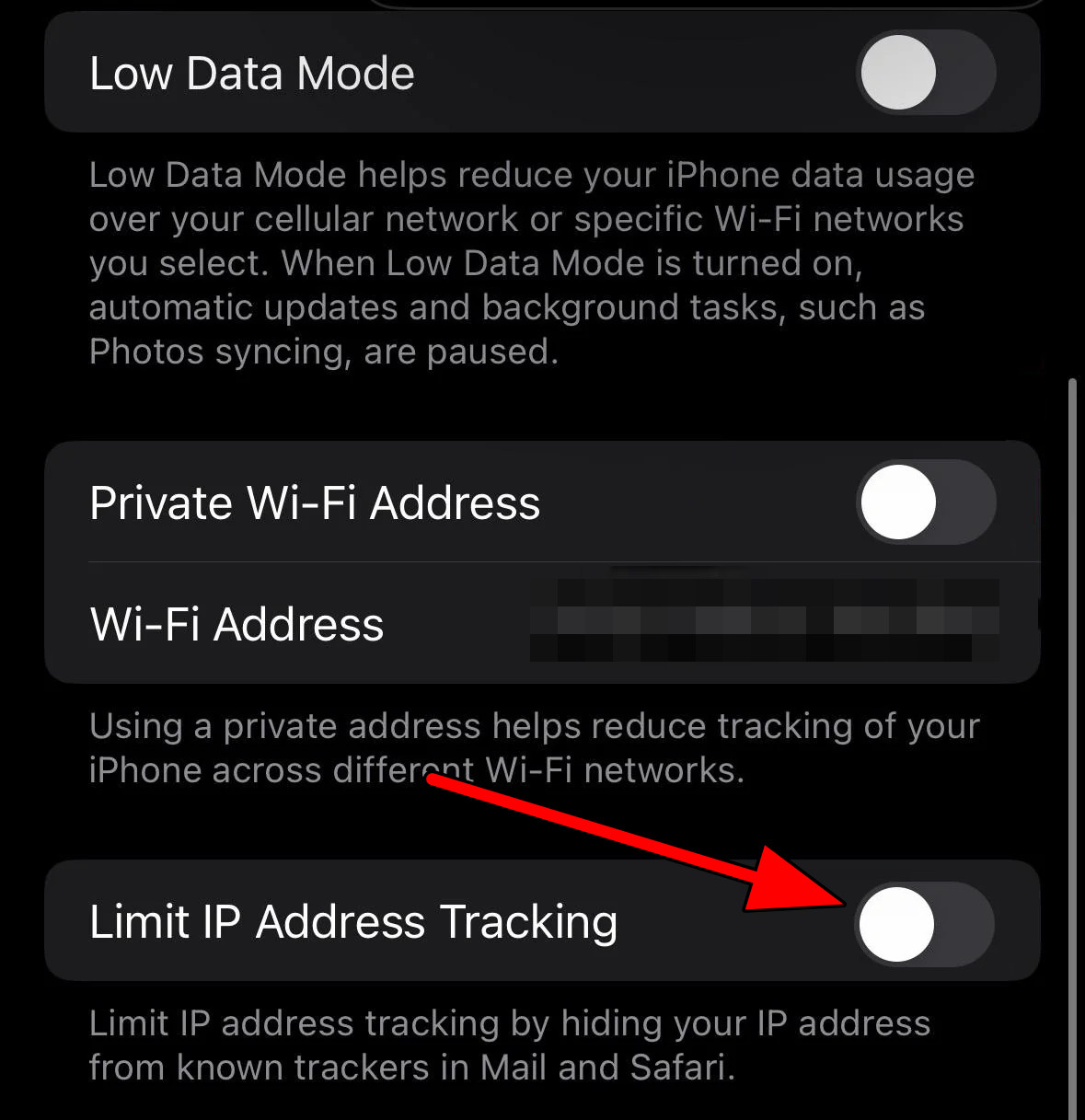 Disable Limit IP Address Tracking on the iPhone