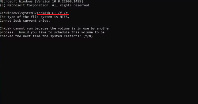 CHKDSK command in Command Prompt